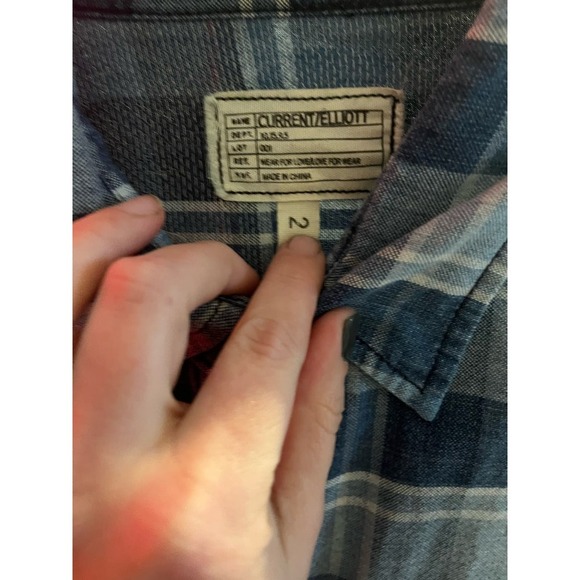Current/Elliott Reflektor Plaid Perfect Shirt Size 2 - Picture 2 of 4